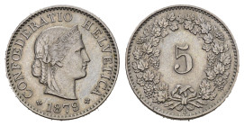 SCHWEIZ. EIDGENOSSENSCHAFT. 5 Rappen 1879 . 1.63 g. HMZ 1211. vorzüglich 
Dieses Los unterliegt bei Auslieferung in der Schweiz der Margenbesteuerung ...