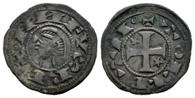 Alfonso I (1109-1126). Dinero. Toledo. (Bautista-40.4, como Alfonso I). (Imperatrix-A8:30.1). Anv.: º ANFVS REX. Rev.: + TOLLETAº. Ve. 1,00 g. Con est...