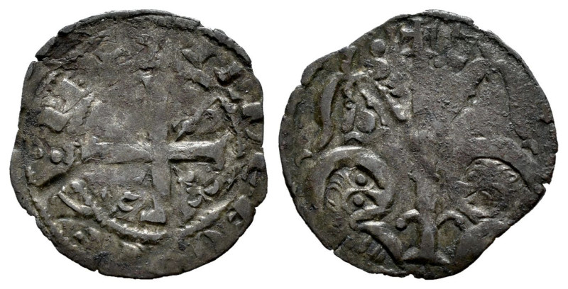 Alfonso IX (1188-1230). Dinero. (Bautista-248). Ve. 0,46 g. Punto y creciente a ...