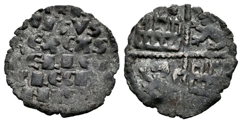 Alfonso X (1252-1284). Dinero de seis líneas. (Bautista-365). Ve. 0,67 g. Roseta...