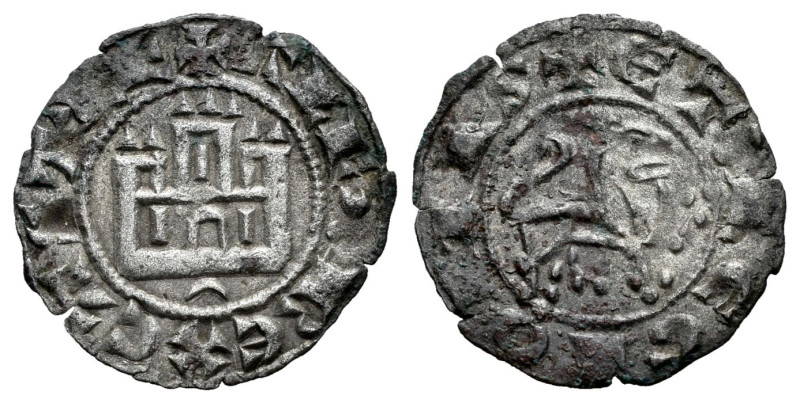 Alfonso X (1252-1284). Maravedí prieto. (Bautista-390). Ve. 0,56 g. Creciente in...