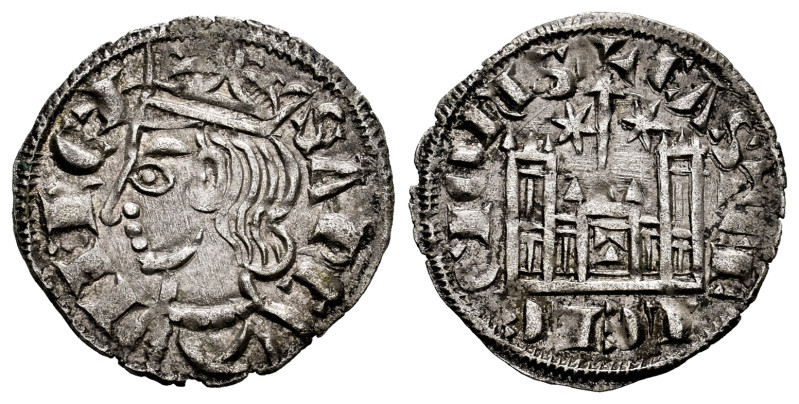 Sancho IV (1284-1295). Cornado. Toledo. (Bautista-433). Ve. 0,81 g. T en la puer...