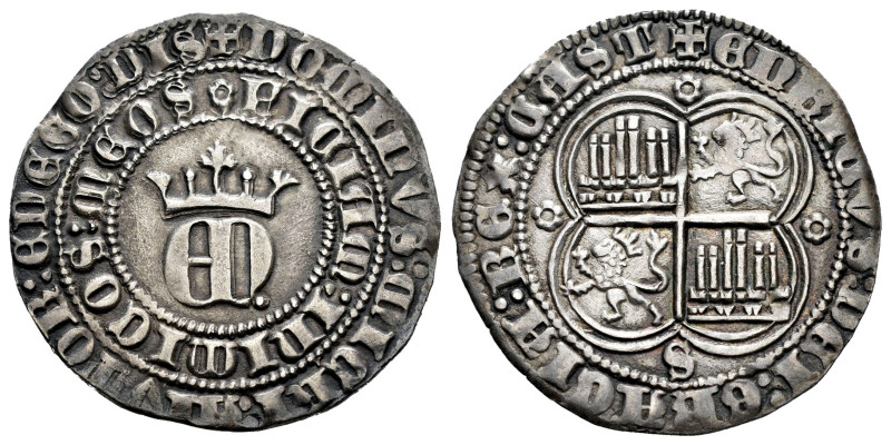 Enrique II (1368-1379). 1 real. Sevilla. (Bautista-553.2). Ag. 3,45 g. S bajo el...