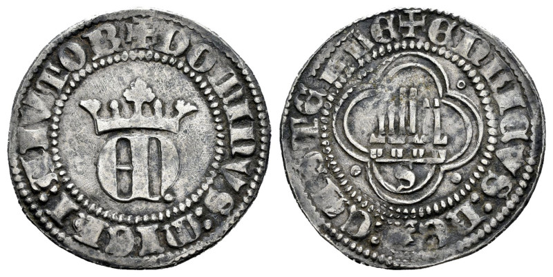 Enrique II (1368-1379). 1/2 real. Sevilla. (Bautista-559 var). Anv.: + DOMINVS :...