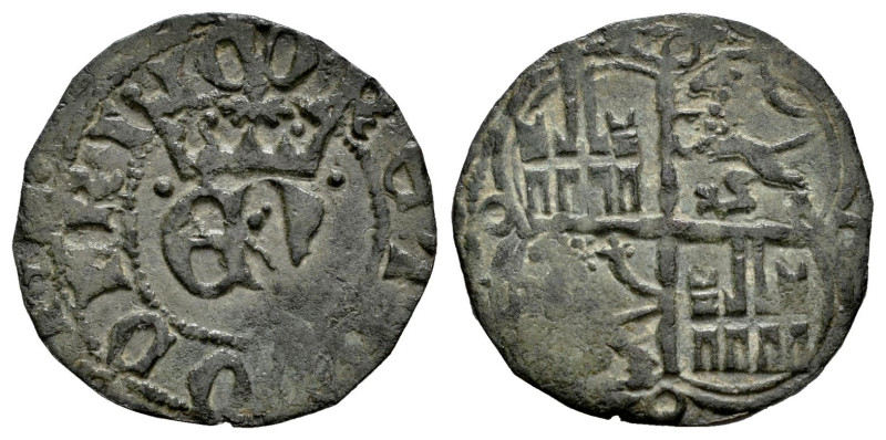 Enrique II (1368-1379). 1/2 real. Sin ceca. (Bautista-570 var). Ve. 1,29 g. Real...