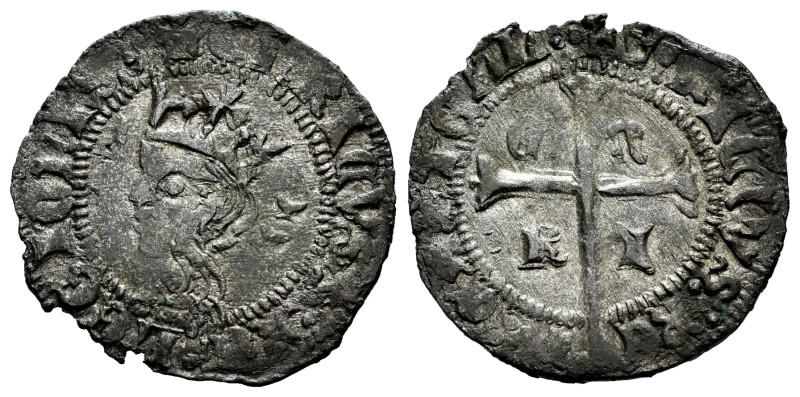 Enrique II (1368-1379). Cruzado. Cuenca. (Bautista-629 var). Ve. 1,59 g. Doble c...