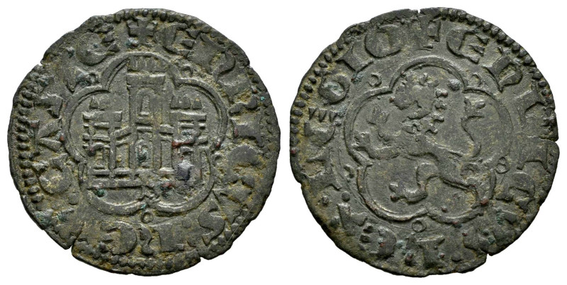 Enrique III (1390-1406). 1/2 blanca. Sevilla. (Bautista-772). Anv.: + ENRICVS : ...