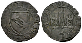 Juan II (1406-1454). Blanca de la banda. Sevilla. (Bautista-819 var.). Anv.: + IOhANES : REX : LEGIONIS. Rev.: + IOhANES : REX : CASTEL. Ve. 2,26 g. S...