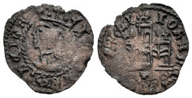 Juan II (1406-1454). Cornado. Toledo. (Bautista-823.1). Anv.: IOHANES : DEI GR. Rev.:  IOHANES : DEI GRACI. Ve. 0,62 g. T bajo el castillo. Orla circu...