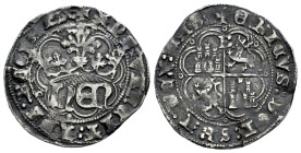 Enrique IV (1399-1413). 1/2 real. Burgos. (Bautista-828 var.). Anv.: + XPS : VINCIT : XPS : REGNAT. Rev.: + ENRICVS : DEI : GRA : REX : CAST. Ag. 1,75...