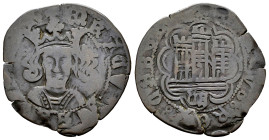 Enrique IV (1399-1413). Cuartillo. Valladolid. (Bautista-1030 (como VS) var.). Anv.: + ENRICVS : CAR .... Rev.: ... VS : REX : CASTE ... Ve. 2,10 g. V...