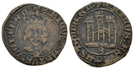 Enrique IV (1399-1413). 1/2 cuartillo. Burgos. (Bautista-1039 var.). Anv.: + ENRICVS : QARTVS : DEI : GRAC : . Rev.: + ENRICVS : REX : CASTELLE : EL :...