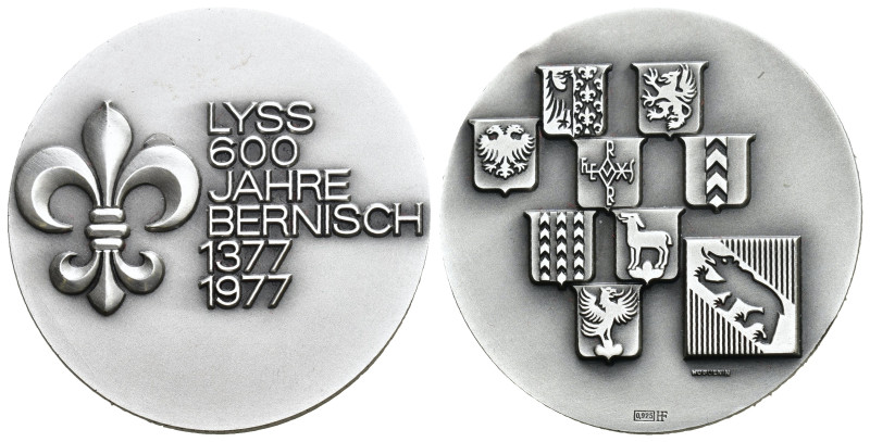 Lyss 1977 600 Jahre bei Bern, Cu-Ni-Medaille, 40mm FDC