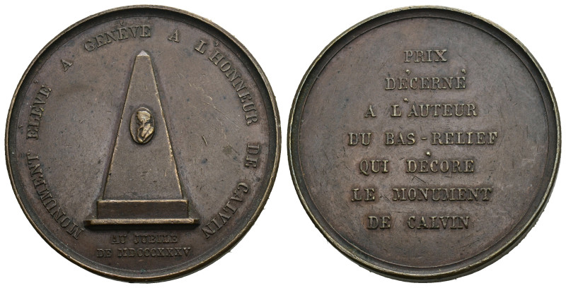 Genf 1835 Calvin Denkmal-Enthüllung, Broncemedaille, 42mm SM 1672, vorzüglich