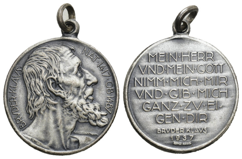 Obwalden 1937, Cu-Ni Medaille auf Niklaus von der Flüh 24.8mm Emerit vorzüglich...