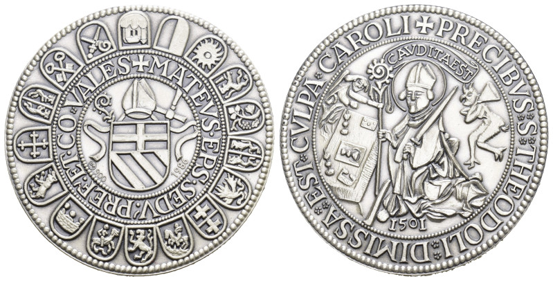 Wallis 1986, Nachprägung des Talers von 1501, Silber 42mm 25g FDC