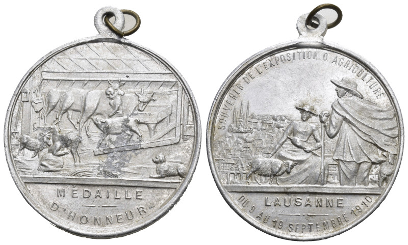 Lausanne 1910, Exposition D`agriculture, Aluminiummedaille 38mm vorzüglich