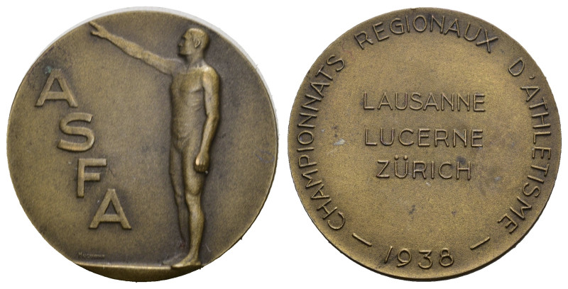 Lausanne, Luzern, Zürich Athletik Broncemedaille 30mm FDC