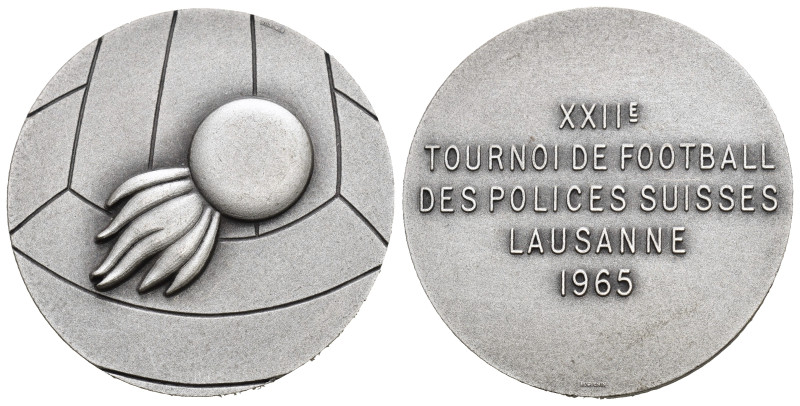 Lausanne 1965 Fussball Turnier Polizei Bronce versilbert 40mm FDC