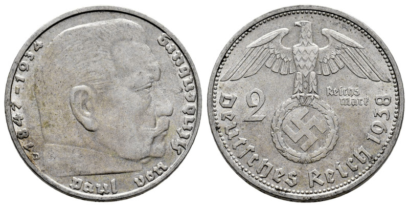 Germany. Third Reich. 2 reichsmark. 1938. München. D. (Km-93). Ag. 8,04 g. Almos...