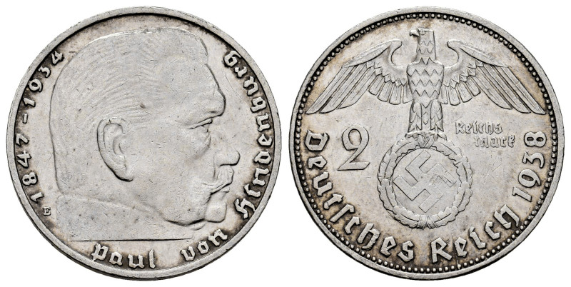 Germany. Third Reich. 2 reichsmark. 1938. Muldenhütten. E. (Km-93). Ag. 7,99 g. ...