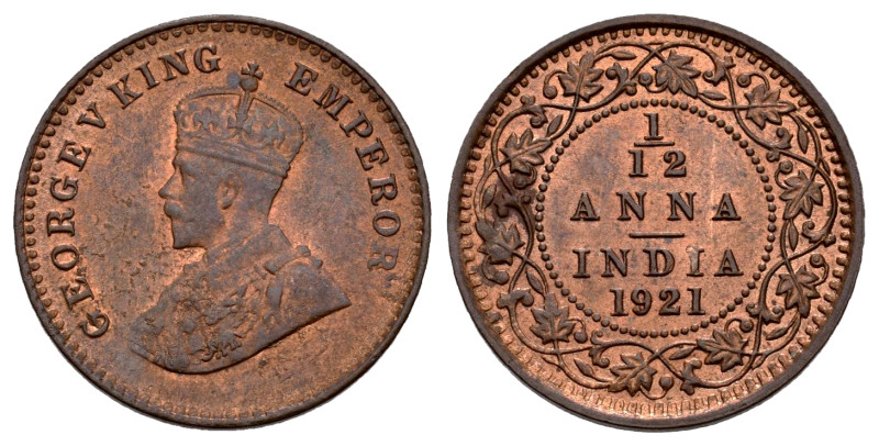 British India. George V. 1/12 anna. 1921. (Km-509). Ae. 1,60 g. Original luster....