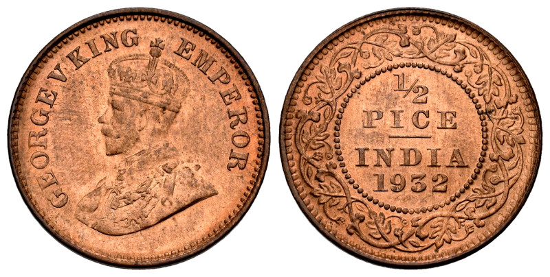 British India. George V. 1 1/2 Bits (Moco). 1932. Calcutta. (Km-510). Ae. 2,46 g...