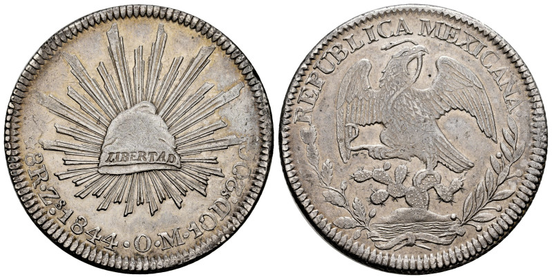 Mexico. 8 reales. 1844. Zacatecas. OM. (Km-377.13). Ag. 26,64 g. Slight traces o...