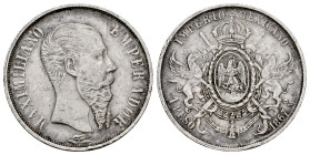 Mexico. Maximiliano. Medal. 1867. Ag. 7,78 g. 25 mm. 1 peso value. Slightly cleaned. Scarce. Choice VF. Est...250,00. 

Spanish description: México....