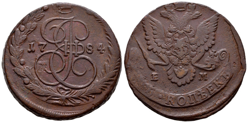 Russia. Catherine II (1762-1796). 5 kopecks. 1784. Ekaterinburg. EM. (Km-C#59.3)...