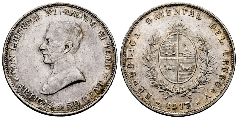 Uruguay. 50 centavos. 1917. (Km-22). Ag. 12,53 g. Choice VF. Est...40,00. 

Sp...