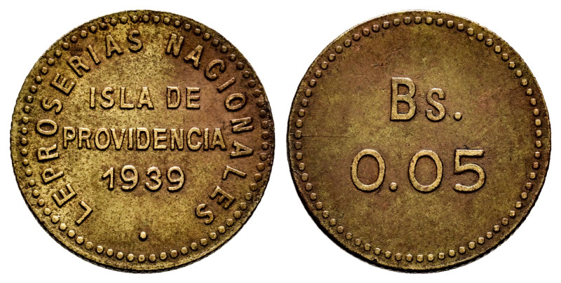 Venezuela. Providencia Island. 0.05 bolivares. 1936. Leproserías Nacionales. (Km...