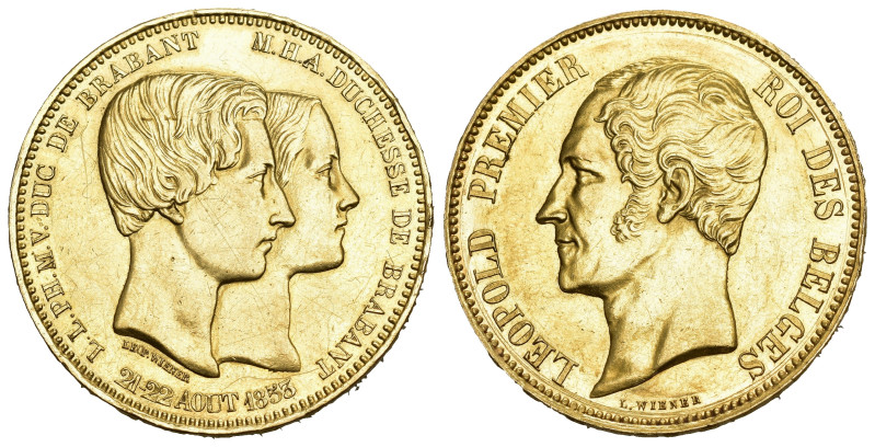 BELGIEN Königreich Leopold I. 1831-1865. 100 Francs 1853. Zur Hochzeit des Herzo...