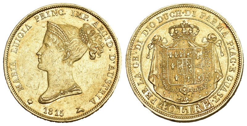 ITALIEN. PARMA Maria Louisa, 1815-1847. 40 Lire 1815, Mailand. 11,61 g Feingold....