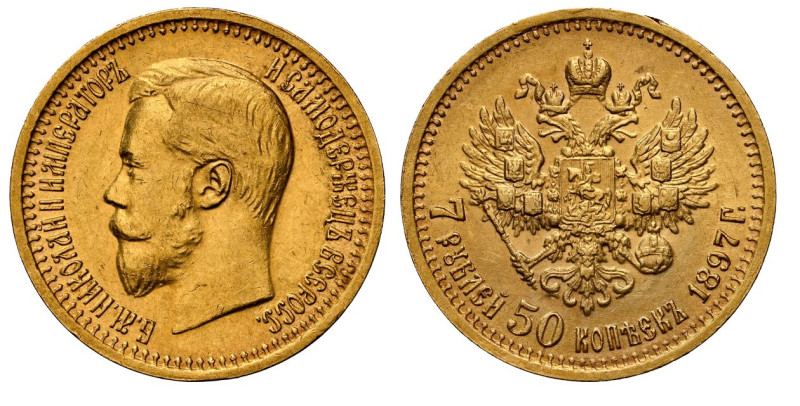 RUSSLAND. KAISERREICH. Nikolaus II., 1894-1917. 7 1/2 Rubel 1897, St. Petersburg...