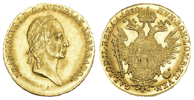 RÖMISCH-DEUTSCHES REICH.Franz I. 1804 - 1835 Dukat, 1830. B Kremnitz 3,48g Frühw...