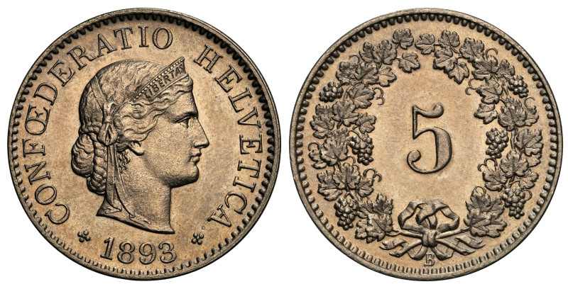 SCHWEIZ | SWITZERLAND | SUISSE | SWIZZERA 5 Rappen 1893 B, Bern. 2.01 g. Divo 13...