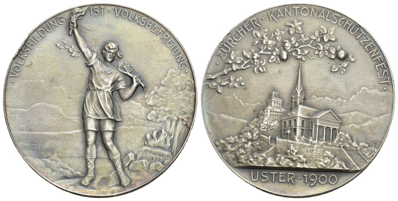 SCHWEIZ | SWITZERLAND | SUISSE | SWIZZERA Zürich. Silbermedaille 1900. Uster. Zü...