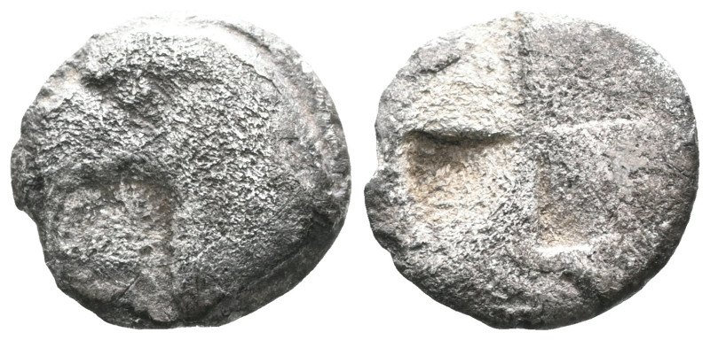 Greek Coins
Aeolis, Kyme. ca.480-450 BC. AR Obol. Eagle’s head left, KY in left...