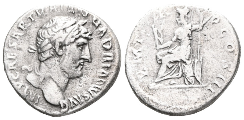 Roman Imperial
HADRIANUS, AD 117-138. Denarius, about 121-123. AR . IMP CAESAR ...