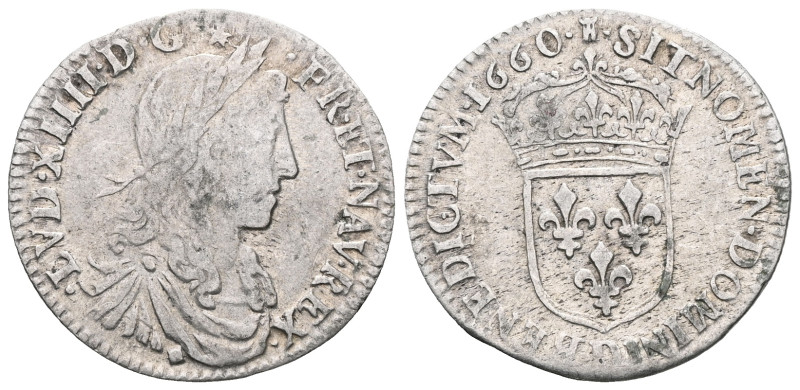 Capetian coins / Capetian coins Louis XIV, 1/12 shield with a youthful bust, 1st...