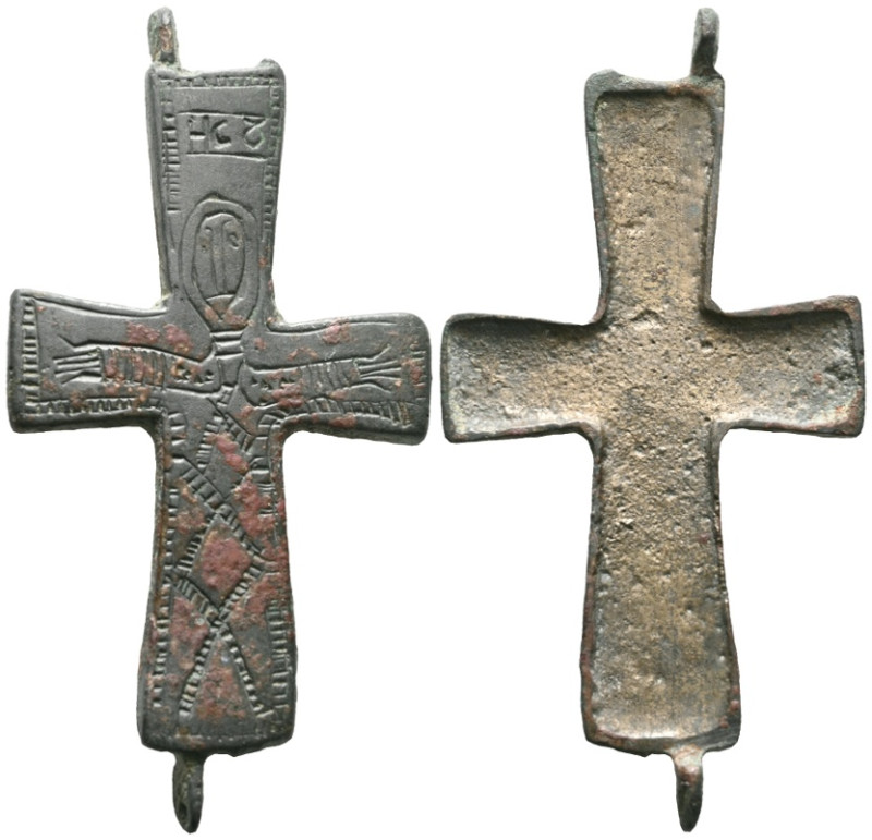 ANCIENT BYZANTINE EMPIRE BRONZE CROSS ( 8th - 10 th century ) .Ae

 Weight:21,...