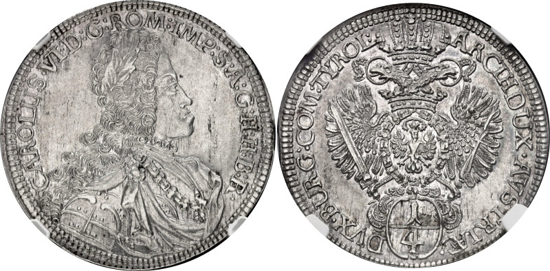 Austria 1/4 Taler 1711 - 1740 (ND) NGC AU58

KM# 1577.2, N# 166501; Silver; Ka...