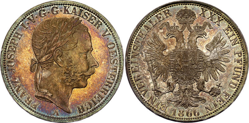 Austria 1 Vereinsthaler 1866 A

KM# 2245, N# 22598; Silver 18.52 g.; Franz Jos...