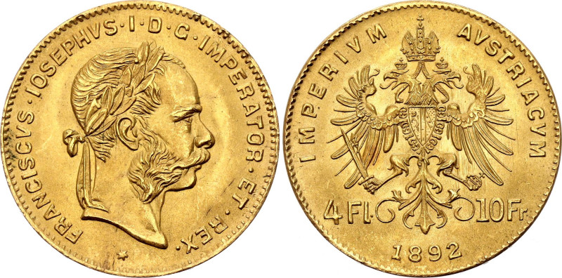 Austria 4 Florin / 10 Francs 1892 Restrike

KM# 2260, N# 23664; Gold (.900) 3....