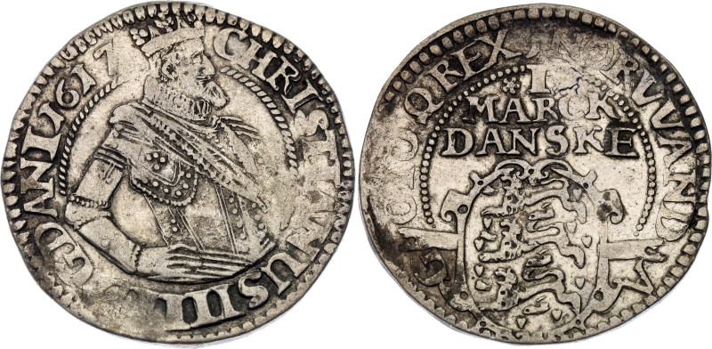 Denmark 1 Mark Dansk 1617

KM# 52, Hede# 99, N# 79356; Type I; Silver 8.38 g; ...