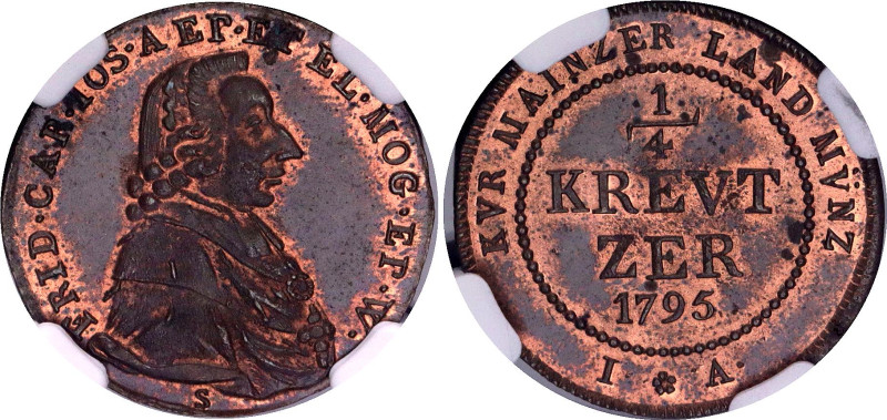 German States Mainz 1/4 Kreuzer 1795 S-IA NGC MS64 BN Top Pop

KM# 402, N# 652...