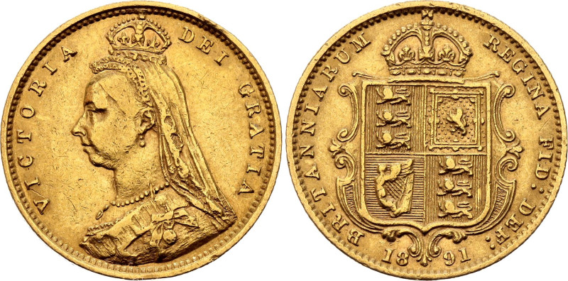 Great Britain 1/2 Sovereign 1891

KM# 766, Sp# 3869, N# 13218; Gold (.917) 3.9...