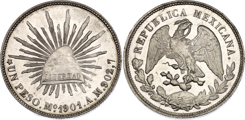 Mexico 1 Peso 1901 Mo AM

KM# 409.2, N# 11588; Silver 27.07 g.; UNC with minor...