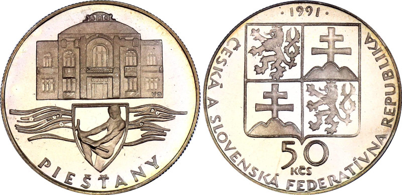 Czechoslovakia 50 Korun 1991 Proof

KM# 155, N# 18691; Silver 7.00 g., Proof; ...